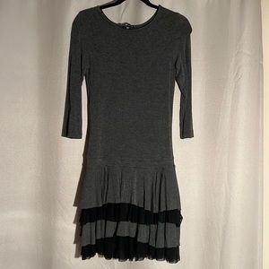 Grey bebe dress with black frill